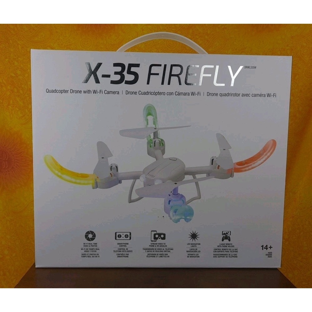 X-35 Firefly Quadcopter White Drone Wi-Fi Camera &‎ LED Lights DRWL335W